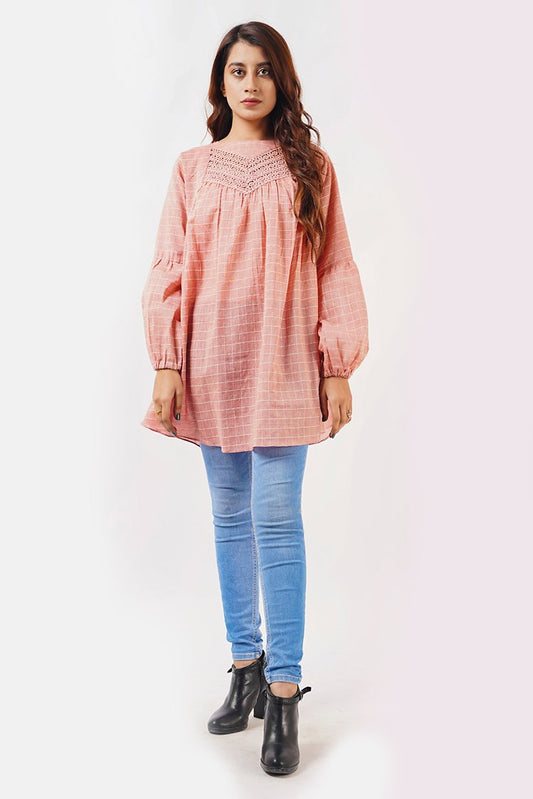 Picture of Ellena - Full Sleeves Textured Cotton Top - Available at Raja Sahib