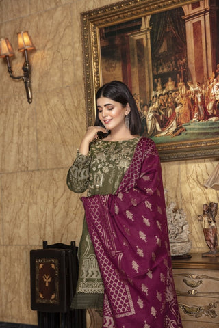 Ellena - Embroidered Jacquard Shirt & Duppata