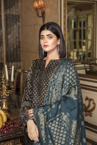 Ellena - Embroidered Jacquard Shirt & Duppata