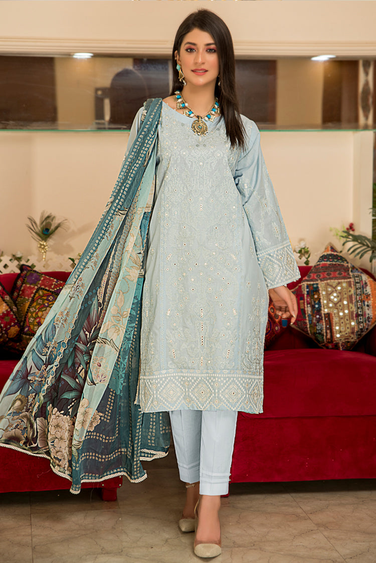 Picture of Ellena - Embroidered Lawn 3-PC Suit - Available at Raja Sahib