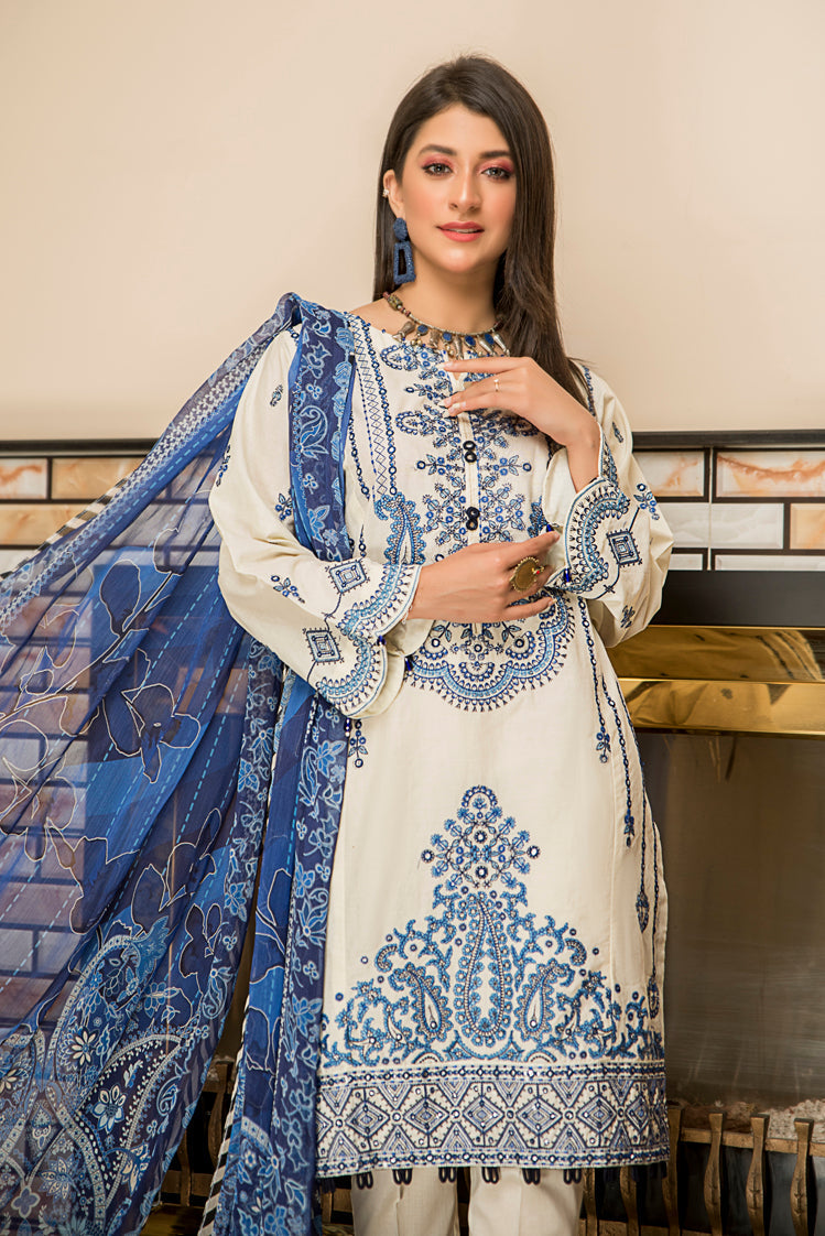 Picture of Ellena - 3-PC Stitched Lawn Suit - Available at Raja Sahib