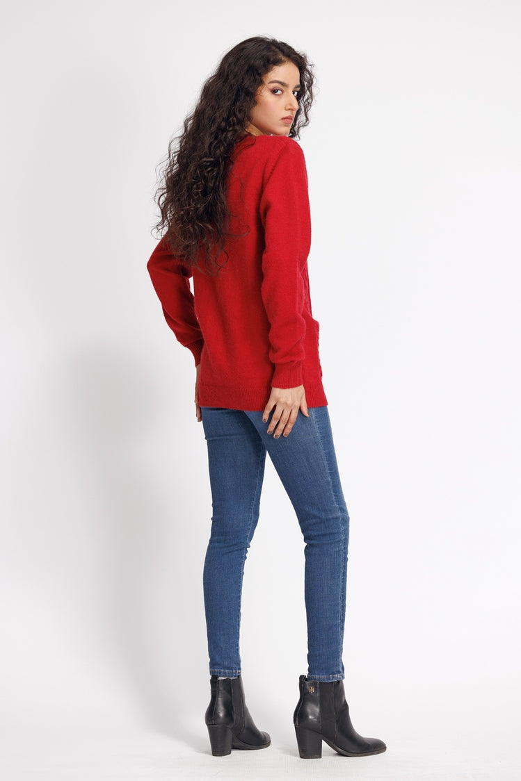 Picture of Ellena - V-Neck Cardigan Sweater - Available at Raja Sahib