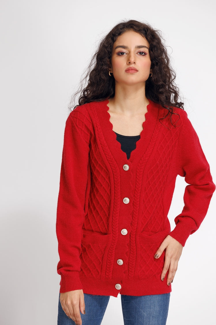 Picture of Ellena - V-Neck Cardigan Sweater - Available at Raja Sahib