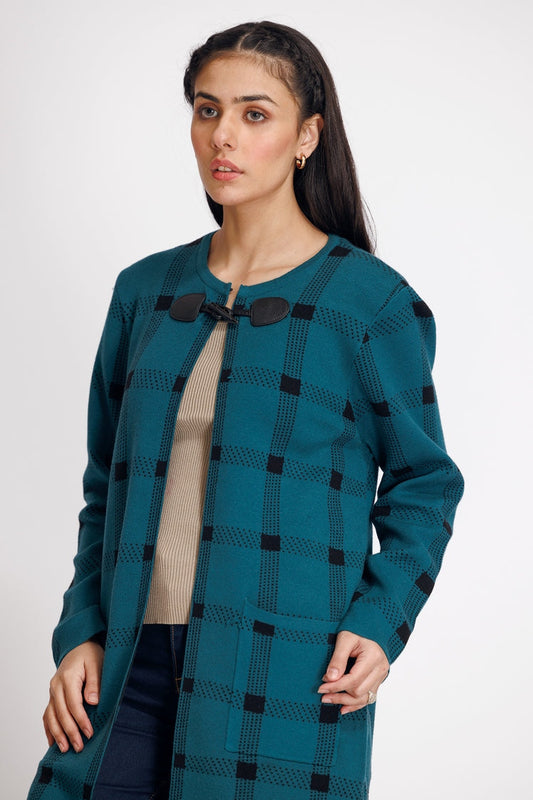 Picture of Ellena - Round Neck Cardigan Sweater - Available at Raja Sahib