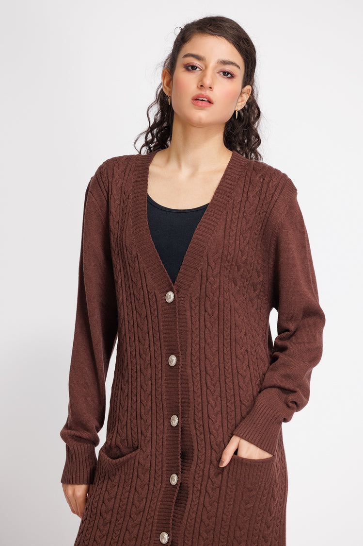 Picture of Ellena - V-Neck Cardigan Sweater - Available at Raja Sahib