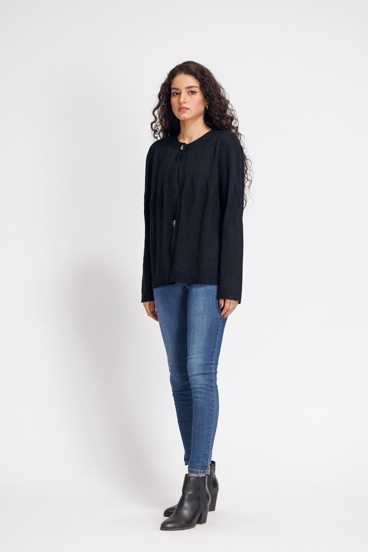 Picture of Ellena - Round Neck Cardigan Sweater - Available at Raja Sahib