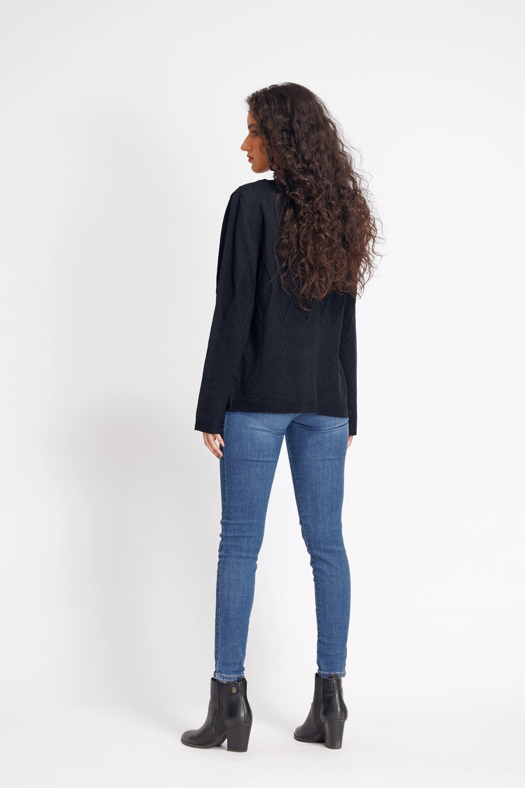 Picture of Ellena - Round Neck Cardigan Sweater - Available at Raja Sahib