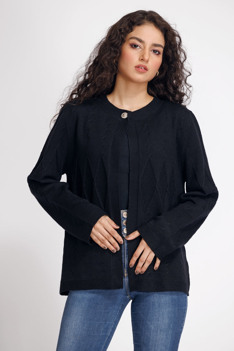 Picture of Ellena - Round Neck Cardigan Sweater - Available at Raja Sahib