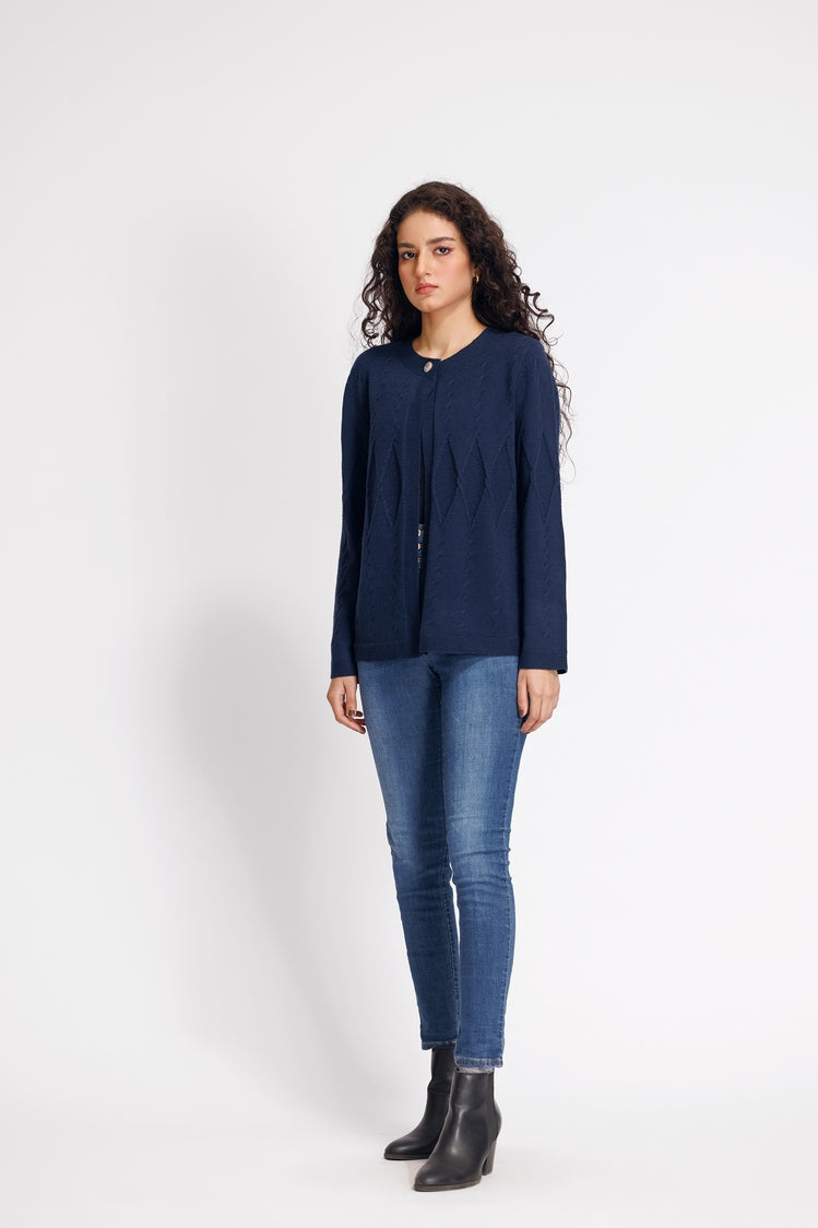 Picture of Ellena - Round Neck Cardigan Sweater - Available at Raja Sahib