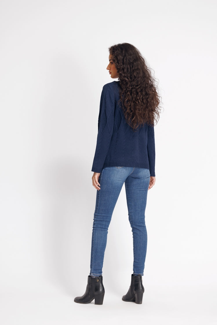 Picture of Ellena - Round Neck Cardigan Sweater - Available at Raja Sahib