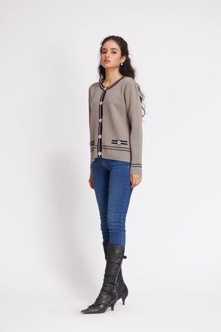 Ellena - Round Neck Cardigan Sweater