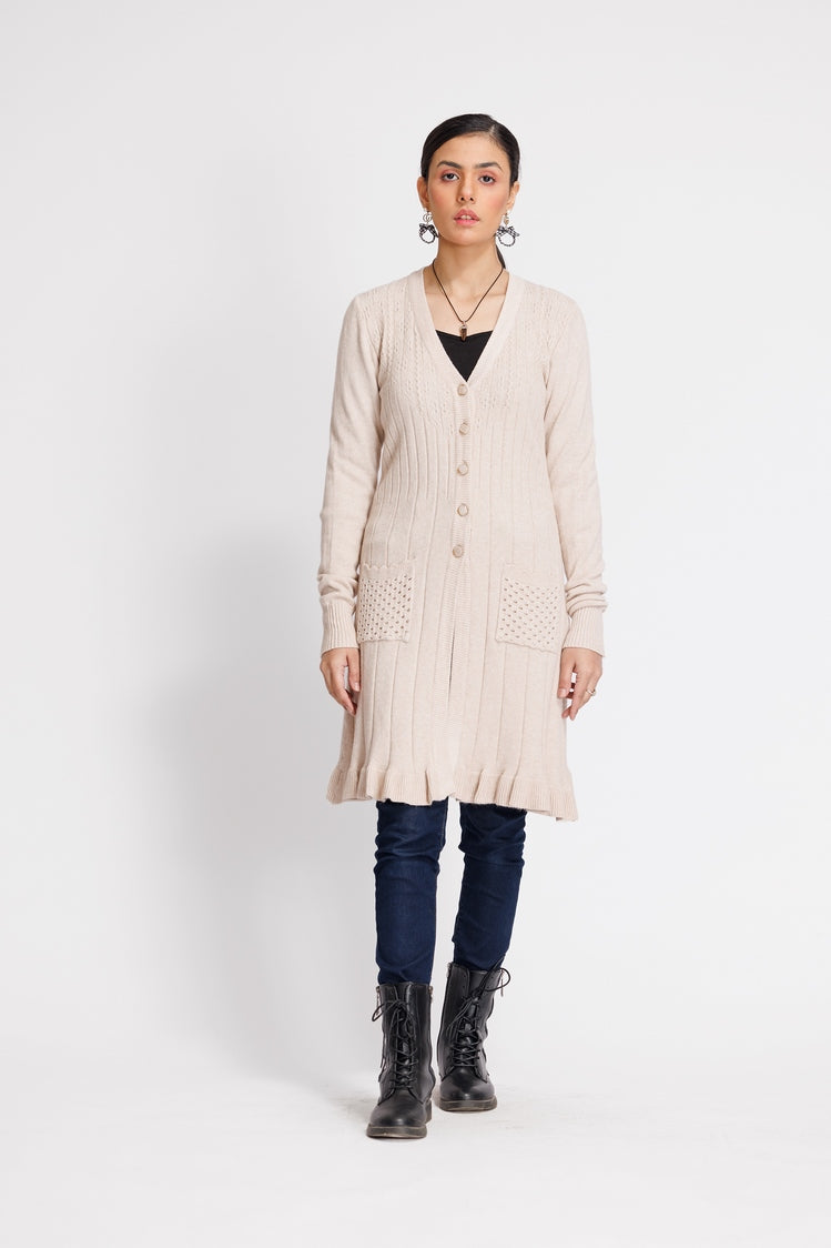 Picture of Ellena - V-Neck Cardigan Sweater - Available at Raja Sahib