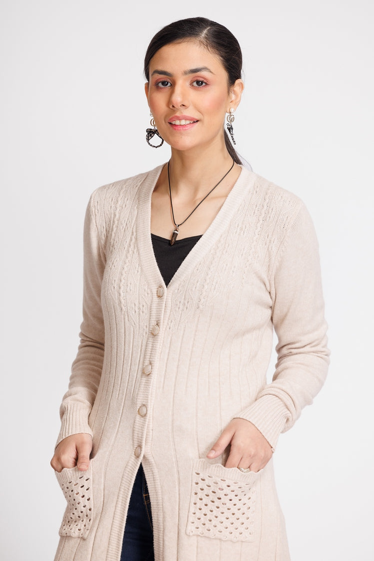 Picture of Ellena - V-Neck Cardigan Sweater - Available at Raja Sahib