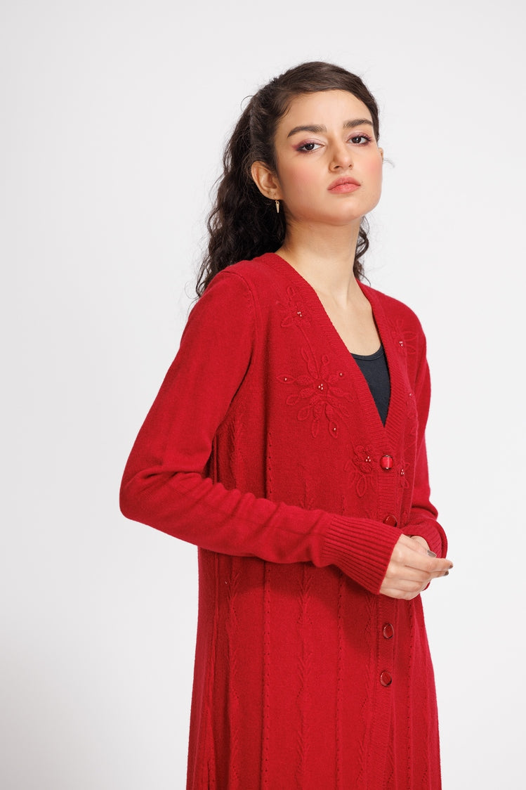 Picture of Ellena - V-Neck Cardigan Sweater - Available at Raja Sahib