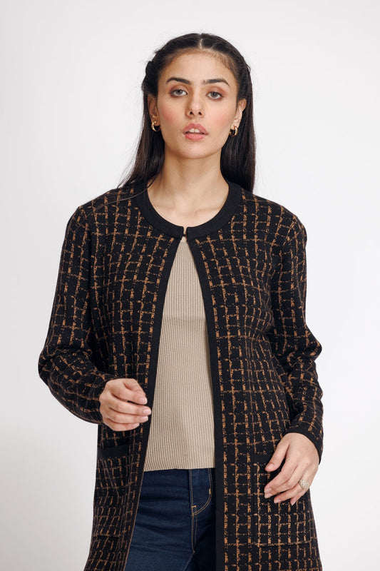 Picture of Ellena - Round Neck Cardigan Sweater - Available at Raja Sahib