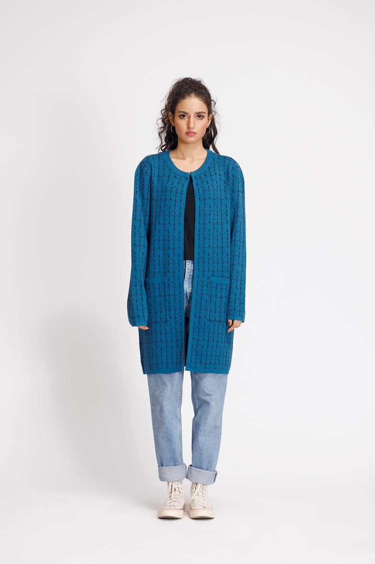 Picture of Ellena - Round Neck Cardigan Sweater - Available at Raja Sahib