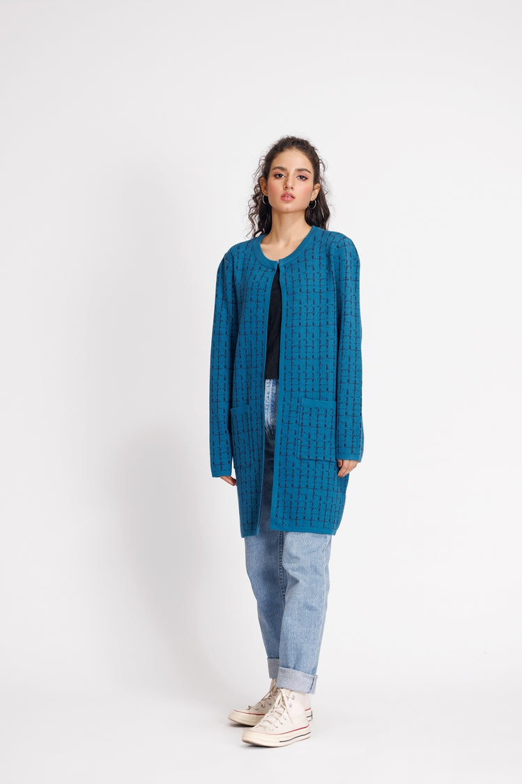 Picture of Ellena - Round Neck Cardigan Sweater - Available at Raja Sahib