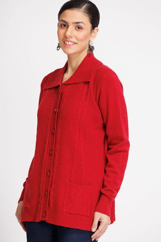 Picture of Ellena - V-Neck Cardigan Sweater - Available at Raja Sahib