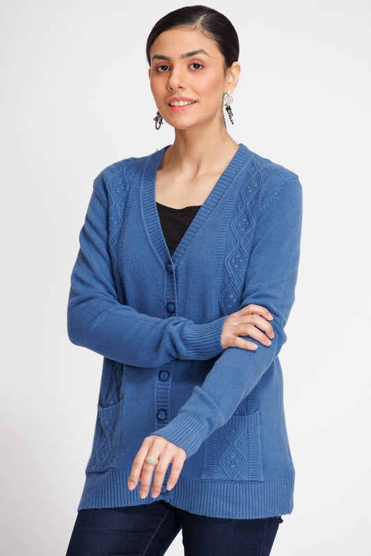 Picture of Ellena - V-Neck Cardigan Sweater - Available at Raja Sahib