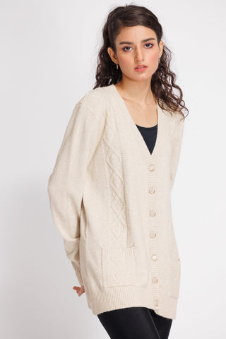 Picture of Ellena - V-Neck Cardigan Sweater - Available at Raja Sahib