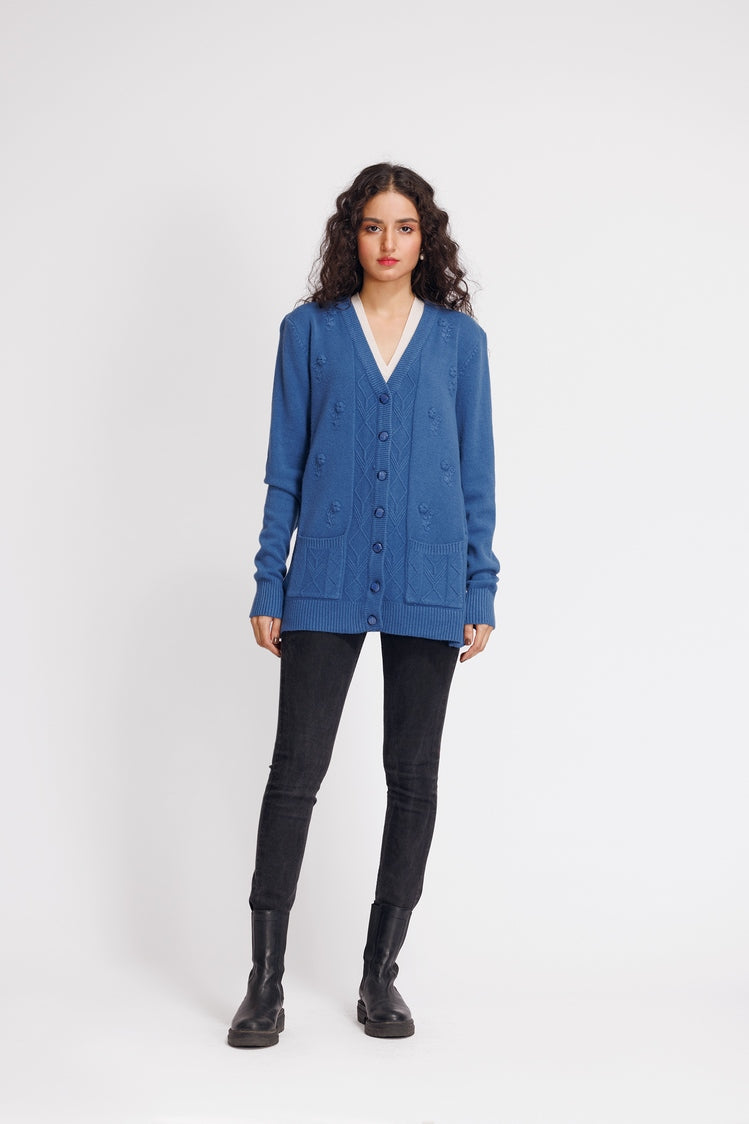 Picture of Ellena - V-Neck Cardigan Sweater - Available at Raja Sahib