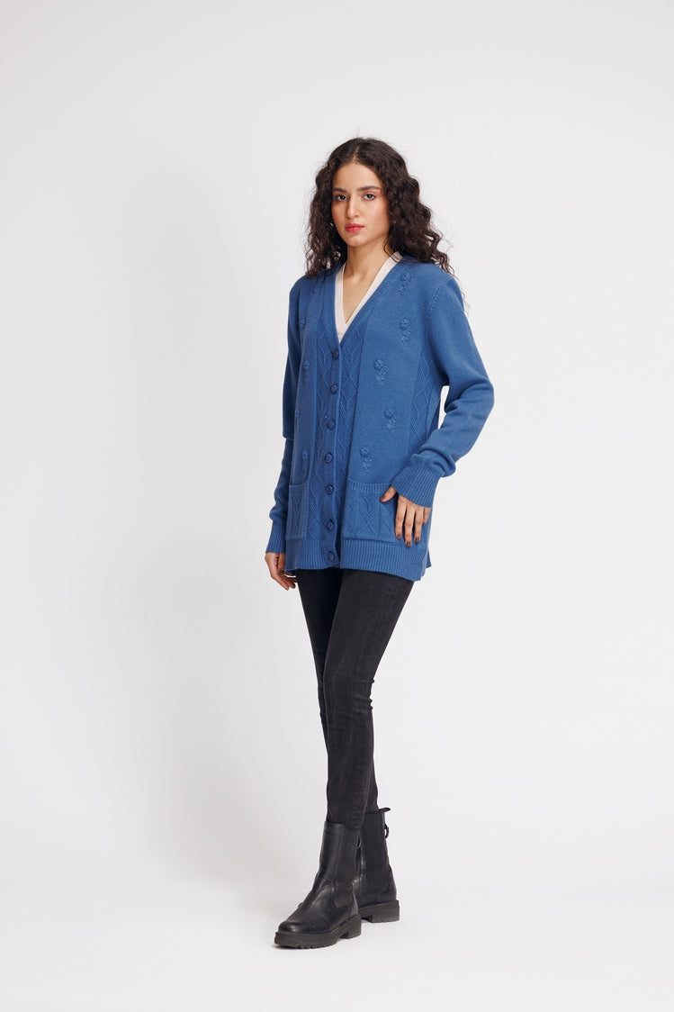 Picture of Ellena - V-Neck Cardigan Sweater - Available at Raja Sahib