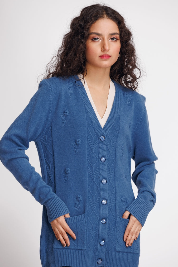 Picture of Ellena - V-Neck Cardigan Sweater - Available at Raja Sahib