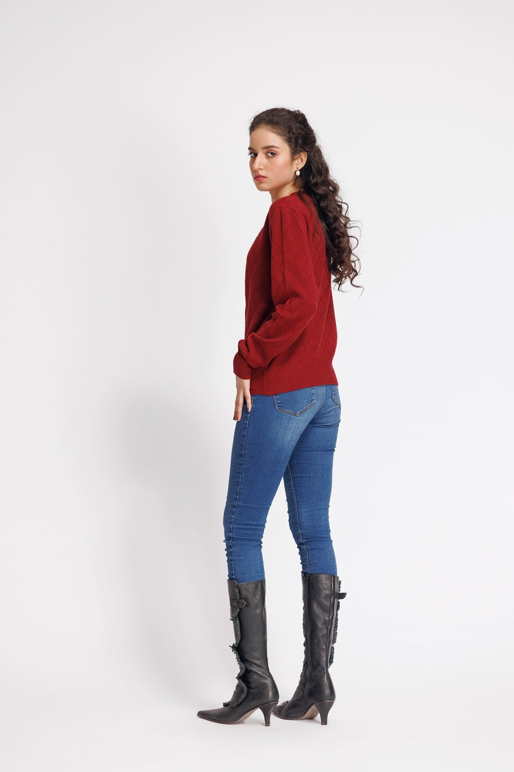 Picture of Ellena - V-Neck Cardigan Sweater - Available at Raja Sahib