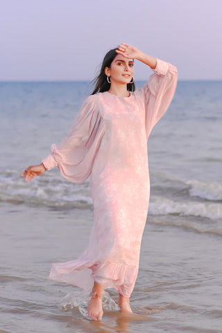 Picture of Ellena - Floral Print Chiffon Dress - Available at Raja Sahib