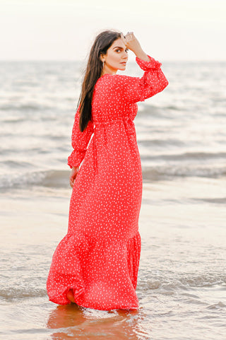 Ellena - Elegant Polka Dot V-neck Dress