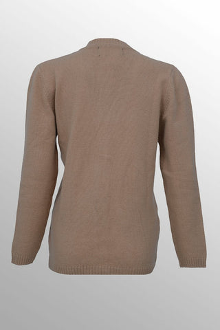 Picture of Raja Sahib - Women's V-Neck Merino Wool Blend Full Sleeves Cardigan Sweater Skin - Available at Raja Sahib