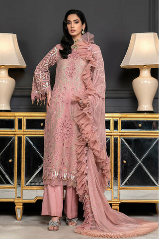 D-011 Peachy Elegance Luxury Formal Embroidered Chiffon Collection