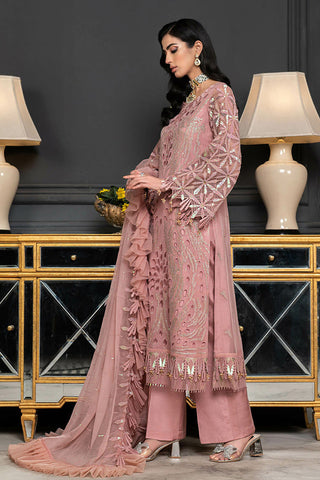 Janique - D 011 Peachy Elegance Luxury Formal Embroidered Chiffon Collection