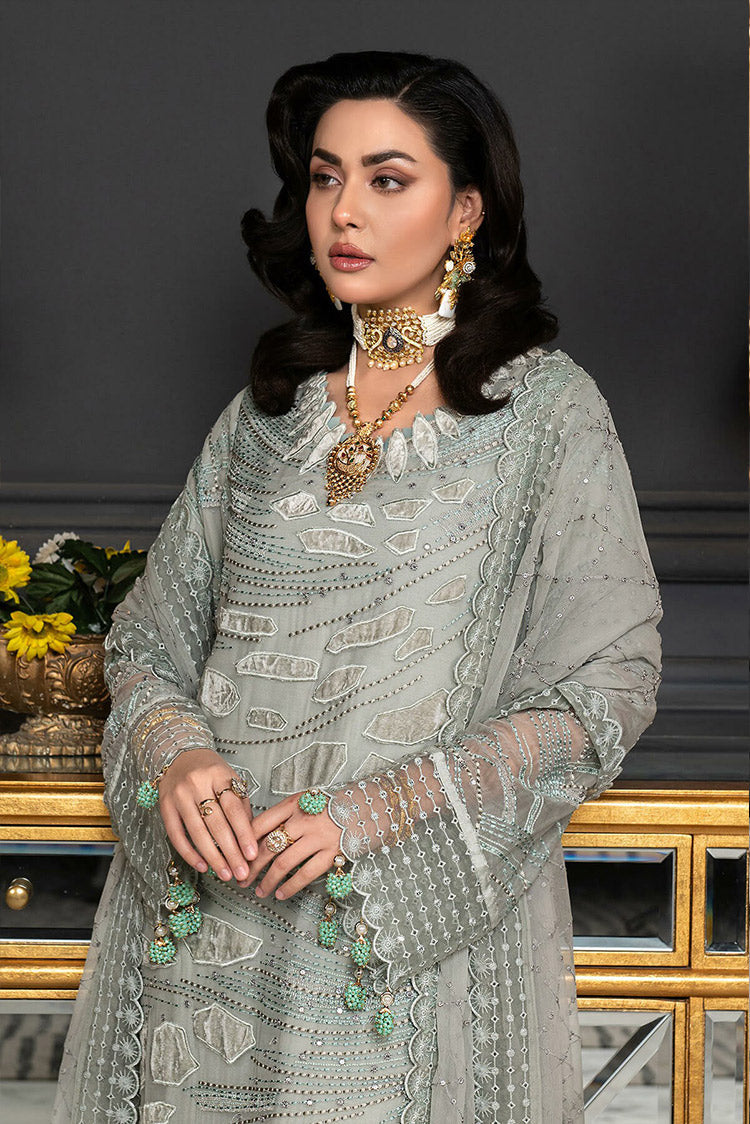 Picture of Janique - D 013 Minted Mocha Luxury Formal Embroidered Chiffon Collection - Available at Raja Sahib