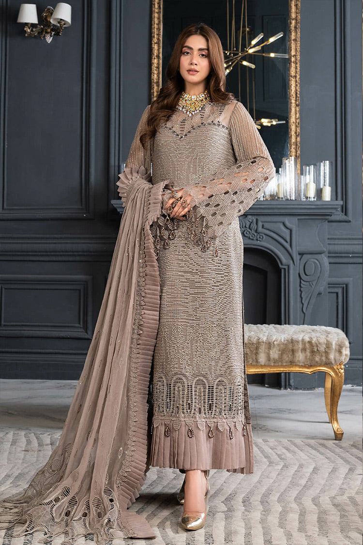 Picture of Janique - D 014 Cocoa Chic Luxury Formal Embroidered Chiffon Collection - Available at Raja Sahib