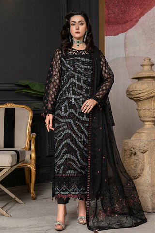 D-018 Midnight Glamour Luxury Formal Embroidered Chiffon Collection