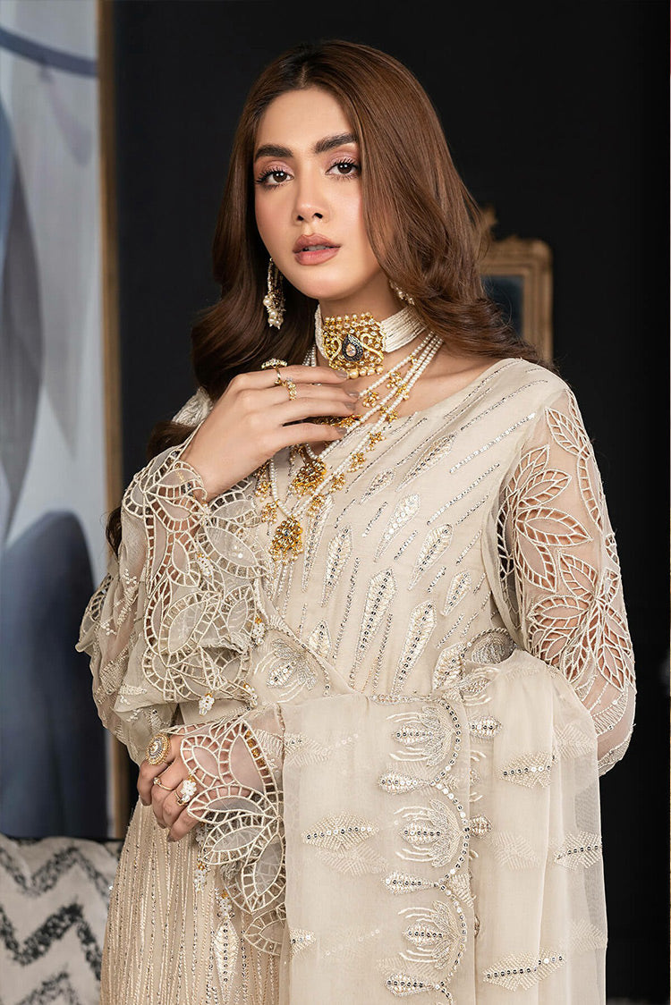 Picture of Janique - D 019 Ivory Luxury Formal Embroidered Chiffon Collection - Available at Raja Sahib