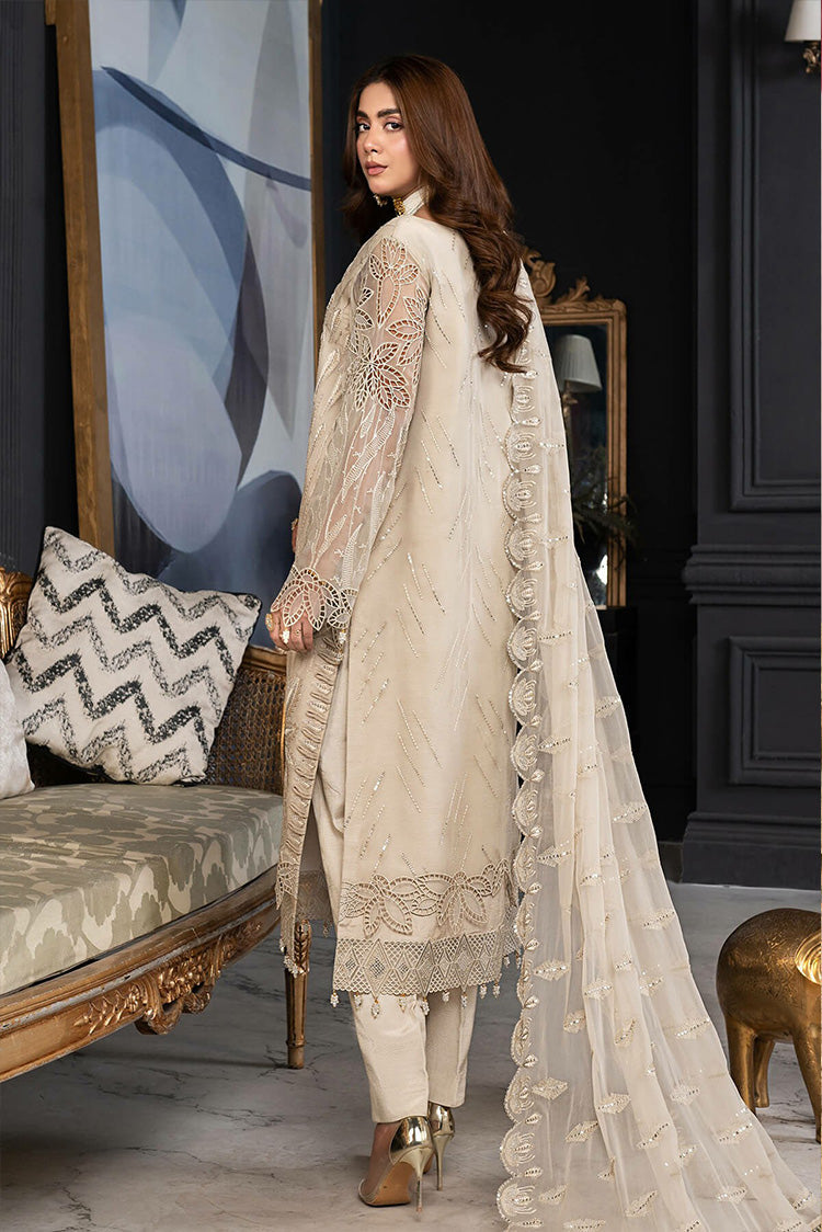 Picture of Janique - D 019 Ivory Luxury Formal Embroidered Chiffon Collection - Available at Raja Sahib