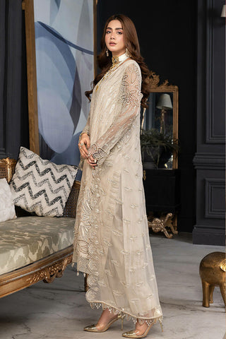 Janique - D 019 Ivory Luxury Formal Embroidered Chiffon Collection