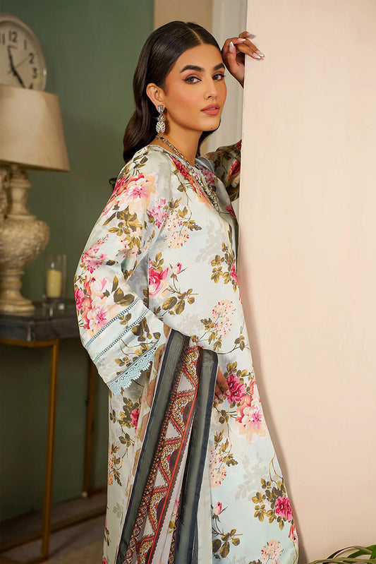 Picture of Zarif - ZSP 02 AQUA Printed Silk Collection - Available at Raja Sahib