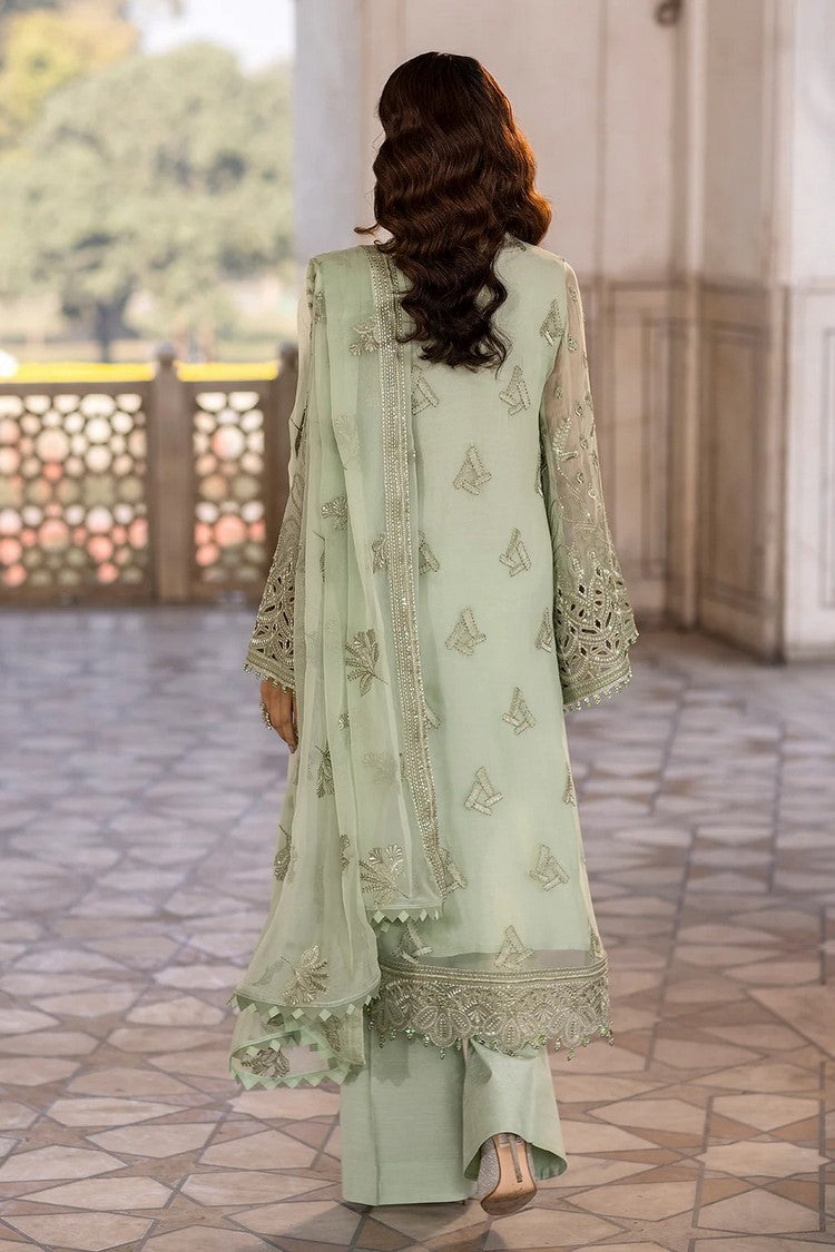 Picture of Flossie - 04 LUSTER GREEN Safeera Embroidered Chiffon Collection Vol 13 - Available at Raja Sahib