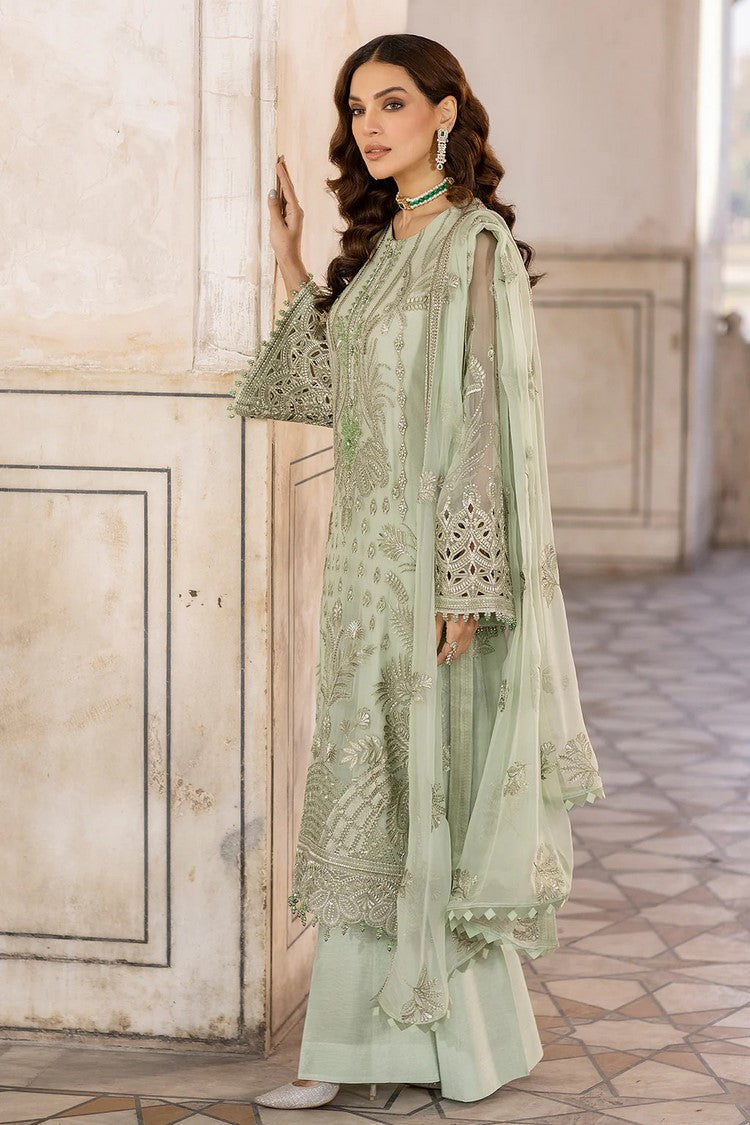 Picture of Flossie - 04 LUSTER GREEN Safeera Embroidered Chiffon Collection Vol 13 - Available at Raja Sahib