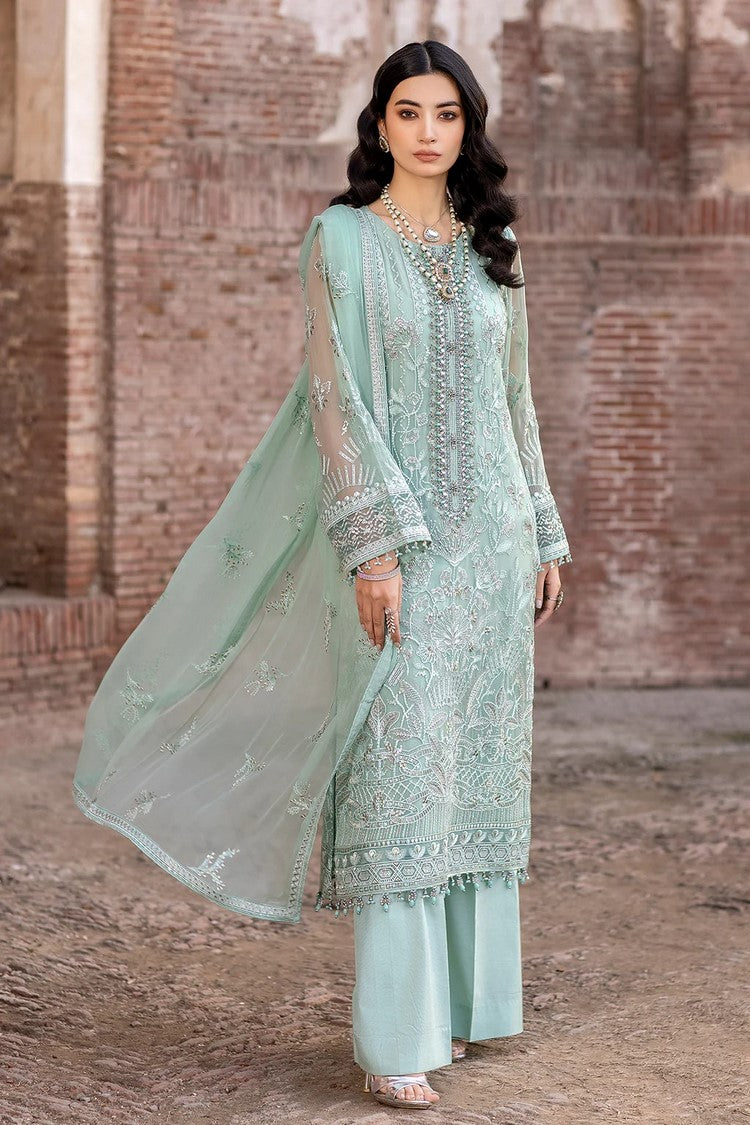 Picture of Flossie - 09 SNOW PEA Safeera Embroidered Chiffon Collection Vol 13 - Available at Raja Sahib