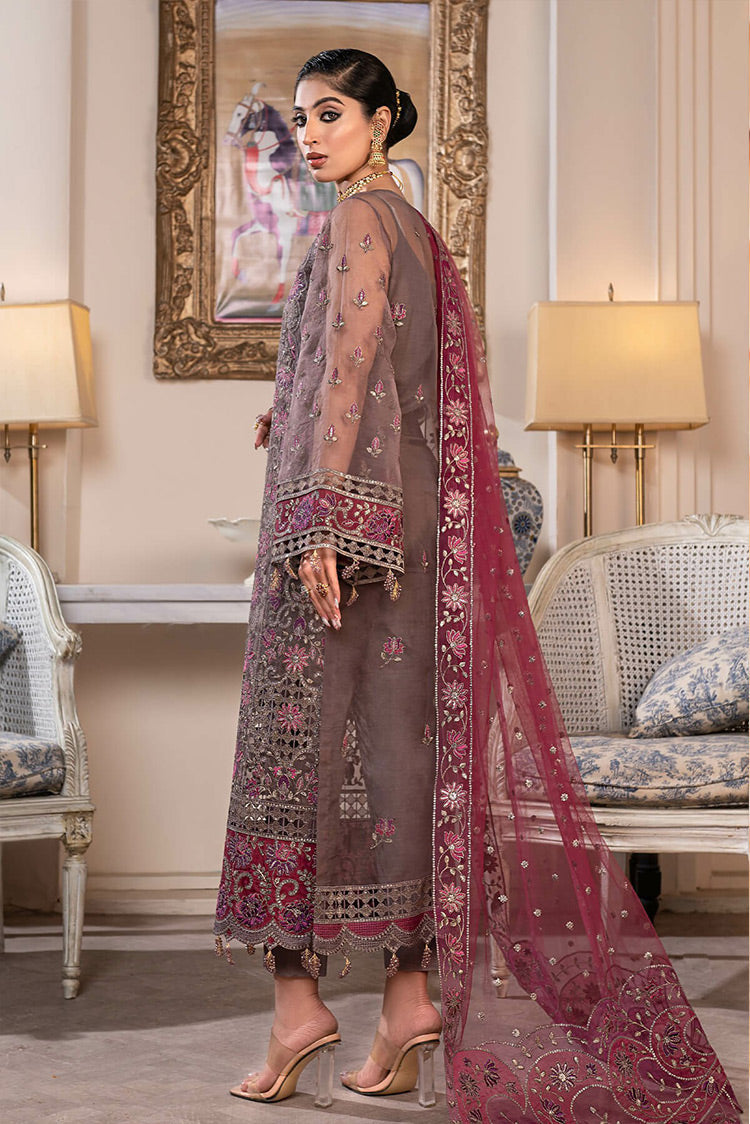 Picture of Janique - D 002 Burgundy Orchid JJ Embellished Luxury Collection Vol 2 - Available at Raja Sahib