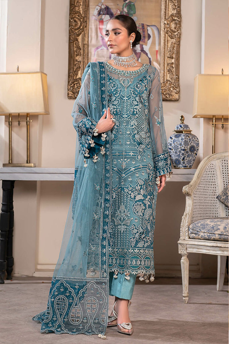 Picture of Janique - D 003 Groove SKy JJ Embellished Luxury Collection Vol 2 - Available at Raja Sahib