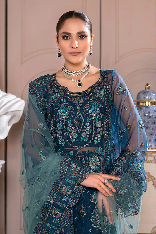 Picture of Janique - D 008 Azure Blue JJ Embellished Luxury Collection Vol 2 - Available at Raja Sahib