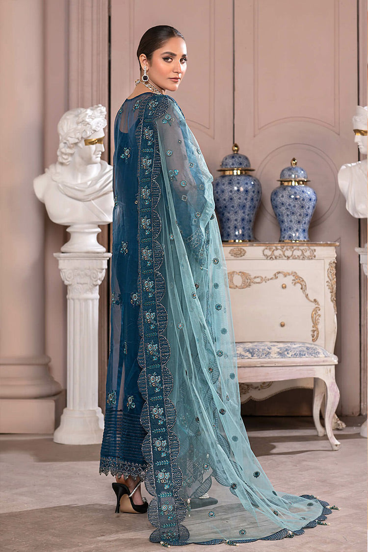 Picture of Janique - D 008 Azure Blue JJ Embellished Luxury Collection Vol 2 - Available at Raja Sahib