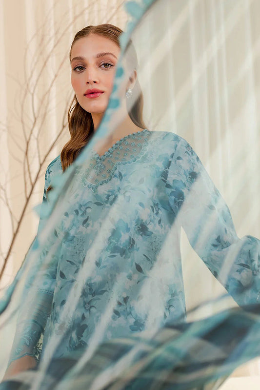 Picture of Farasha - 01 Aqua Beryl Printed Essentials Summer Collection - Available at Raja Sahib