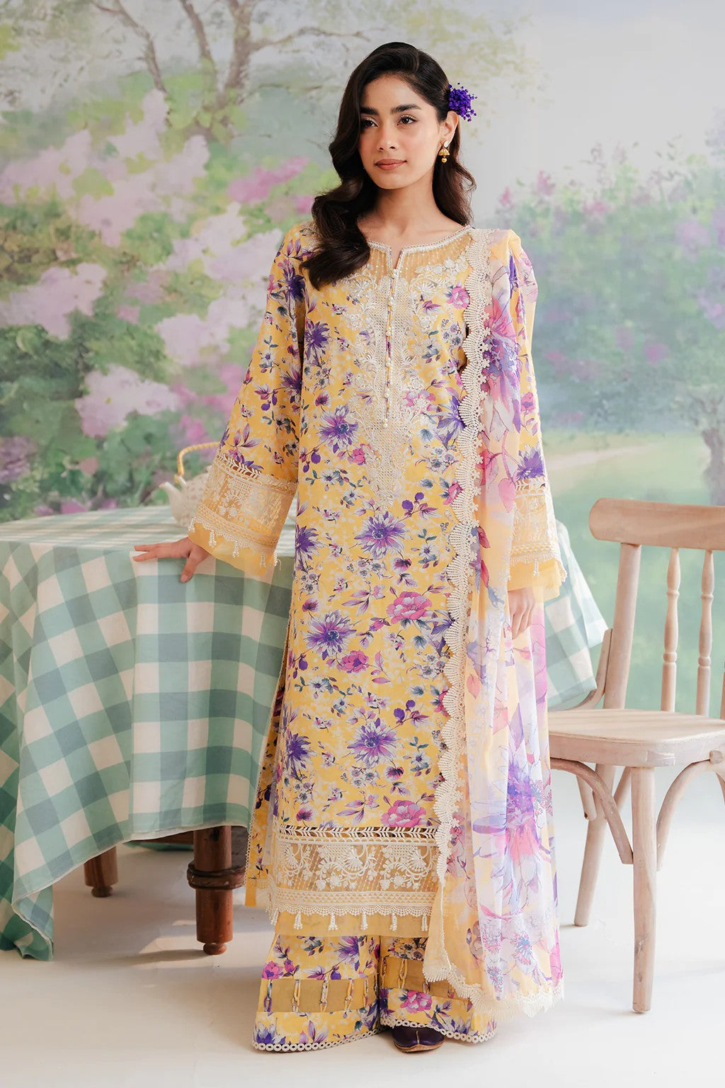 Picture of Afrozeh - AL 24 V1 01 Tuscany The Floral Charm Embroidered Lawn Collection - Available at Raja Sahib