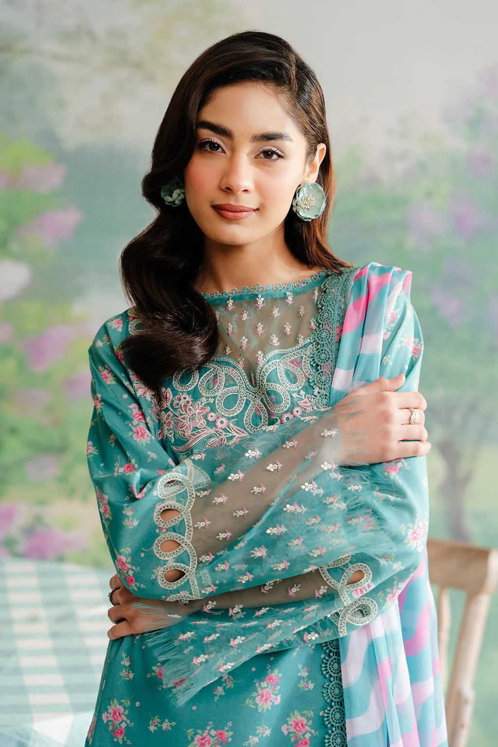 Picture of Afrozeh - AL 24 V1 02 Erasmus The Floral Charm Embroidered Lawn Collection - Available at Raja Sahib